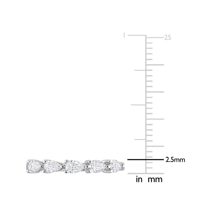 1/2 Carat (ctw G-H-I I1-I2) Pear-Cut Diamond Semi-Eternity Wedding Band Ring in 14k White Gold Image 3