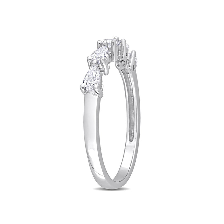 1/2 Carat (ctw G-H-II1-I2) Pear-Cut Diamond Semi-Eternity Wedding Band Ring in 14k White Gold Image 4