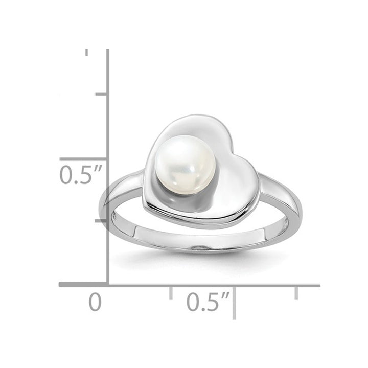 Sterling Silver Freshwater Cultured Pearl Heart Ring Image 3