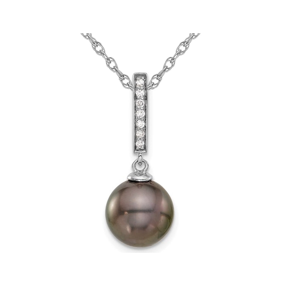 14K White Gold Saltwater Tahitian Pearl Drop Pendant Necklace with Chain Image 1