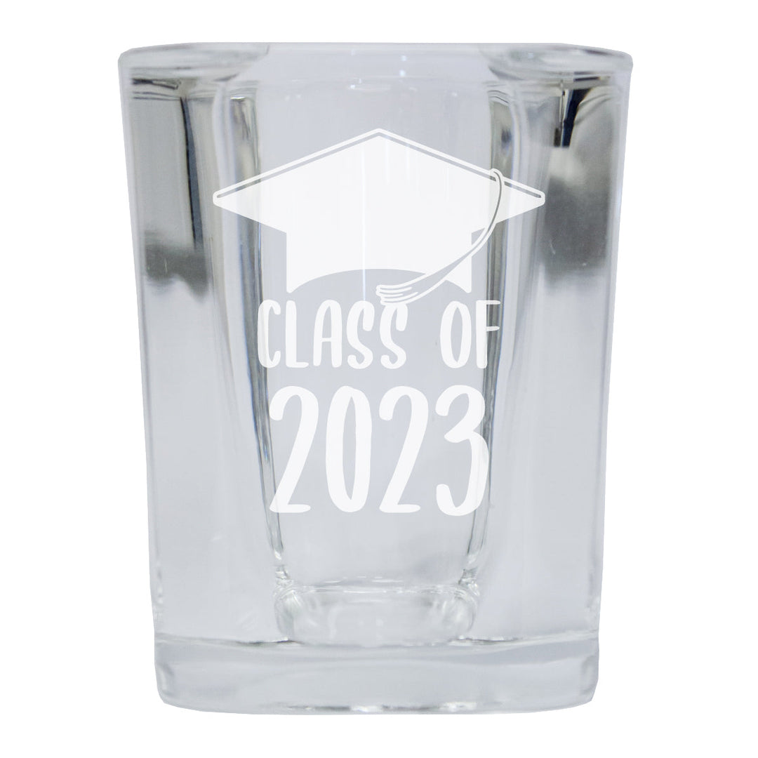 Class of 2023 Grad 2 Ounce Etched Square Shot Glass Image 1