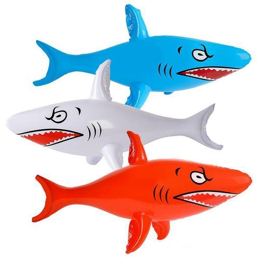 3 PC SIZE 24 INCH INFLATABLE BLOW UP TOY SHARK play POOL inflate sharks IN232 Image 1