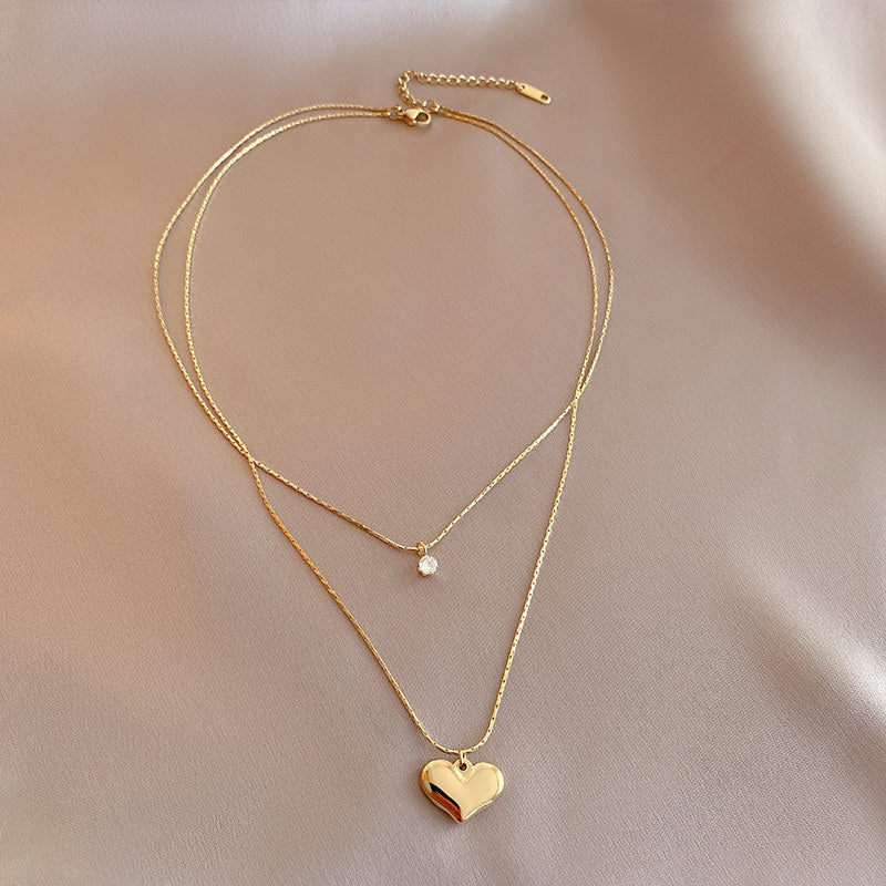 14K golden love pendant titanium steel necklace female INS simple temperament neck chain niche design sense student Image 3