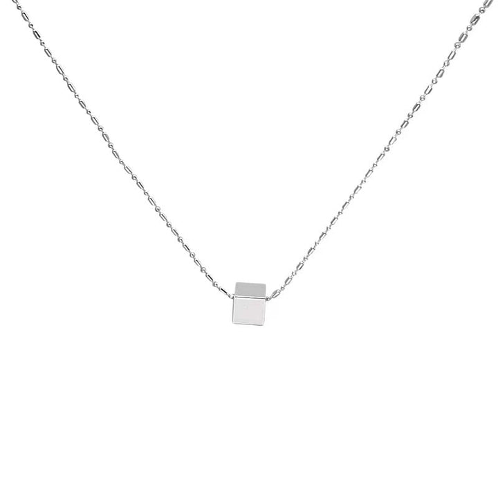 925 Passing Silver Silver Bright Silver Color Block Necklace Womens Niche Design Simple and Volumes of Korean Blog Claxs Image 3