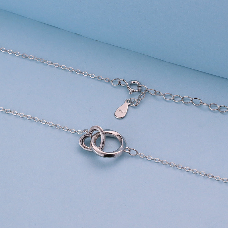 S999 sterling silver Mobius ring necklace female Korean version of the heart -shaped neck chain light luxury INS wind Image 1