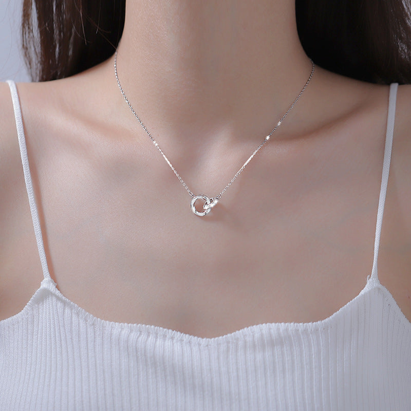S999 sterling silver Mobius ring necklace female Korean version of the heart -shaped neck chain light luxury INS wind Image 2