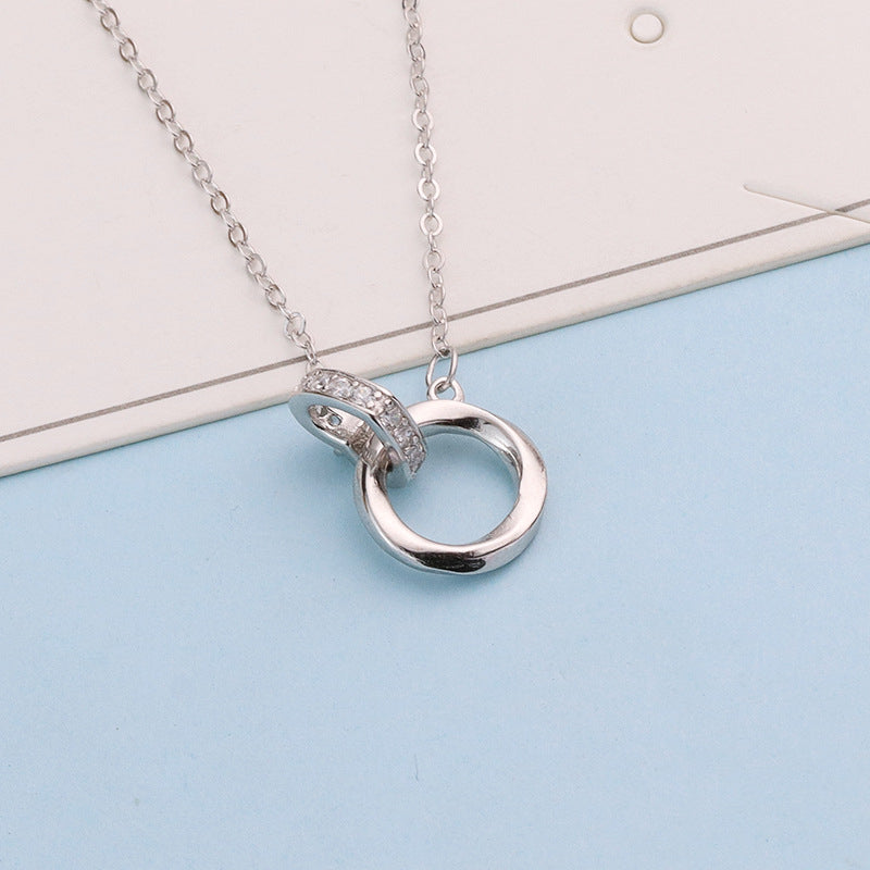 S999 sterling silver Mobius ring necklace female Korean version of the heart -shaped neck chain light luxury INS wind Image 3
