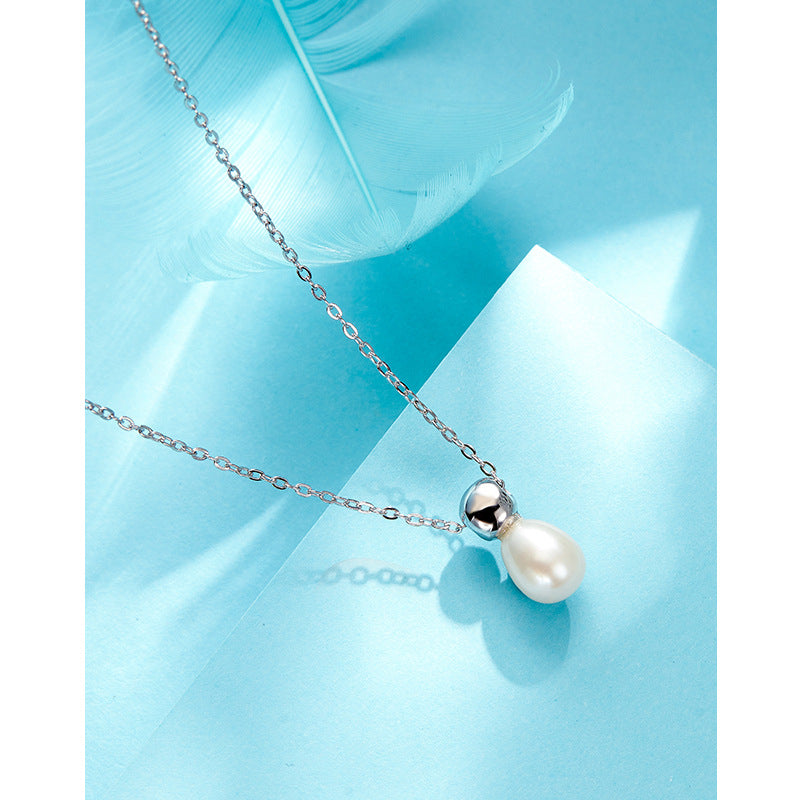 S925 sterling silver freshwater pearl necklace womens simple temperament light luxury design high -level sensing Image 1