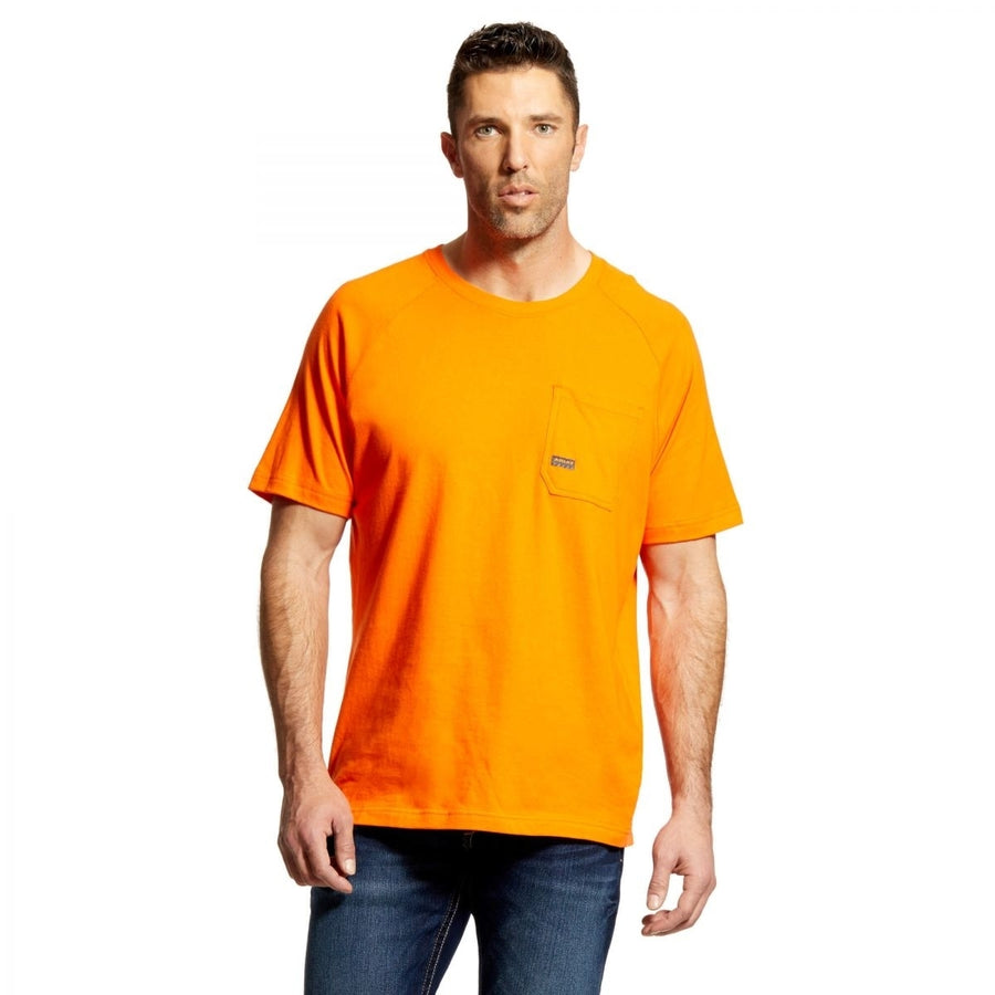 Ariat Mens Rebar Cotton Strong T-Shirt Safety Orange - 10025385 Image 1
