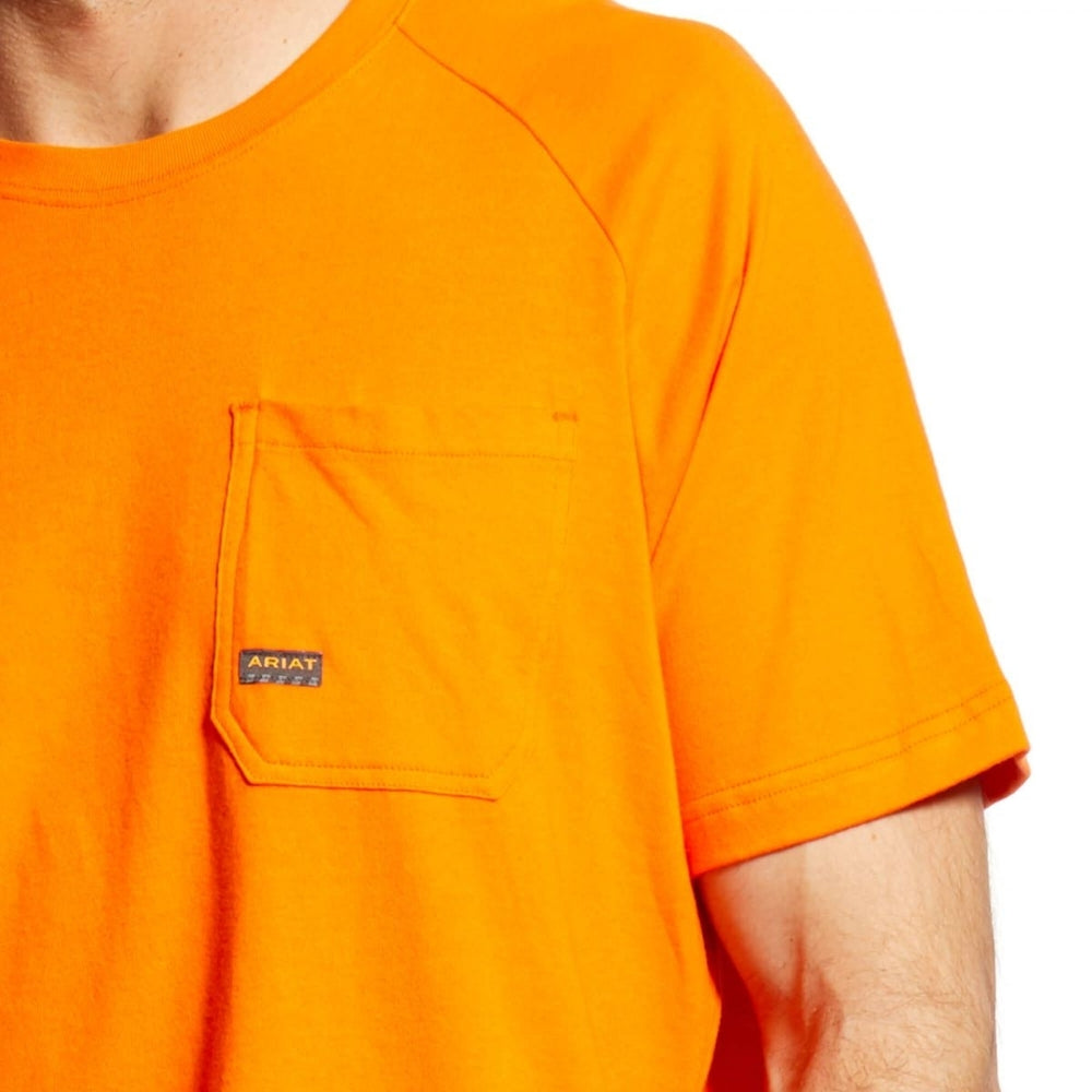 Ariat Mens Rebar Cotton Strong T-Shirt Safety Orange - 10025385 Image 2