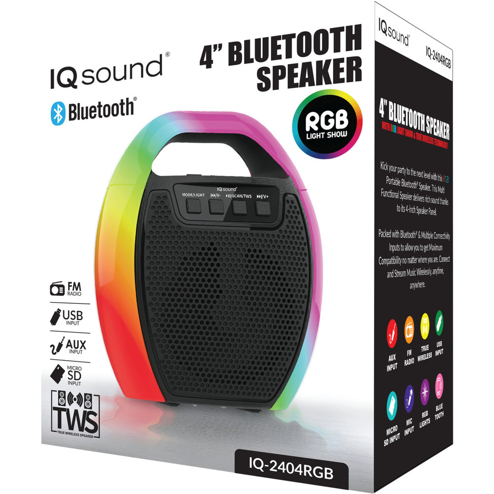 4" Portable Bluetooth Speaker with RGB Handle with FM Radio and TWS (IQ-2404RGB) Image 2