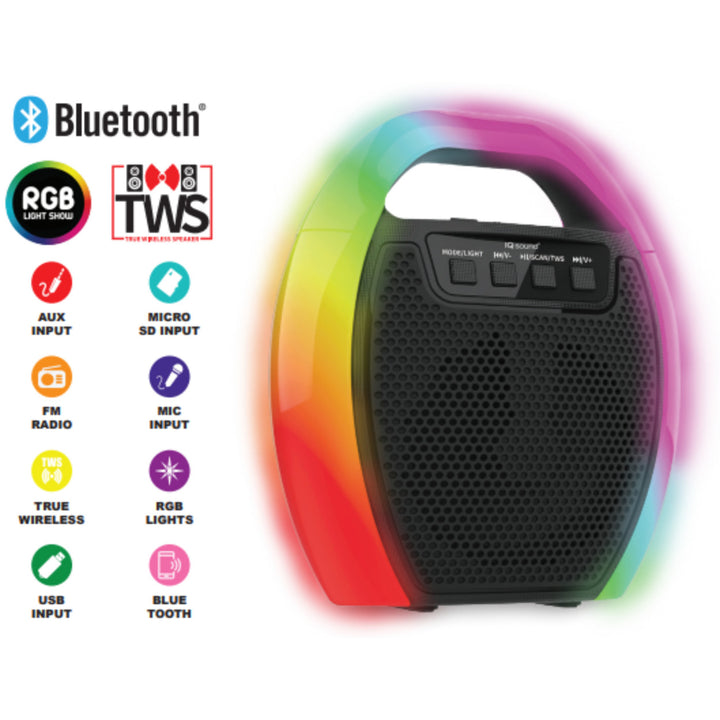 4" Portable Bluetooth Speaker with RGB Handle with FM Radio and TWS (IQ-2404RGB) Image 3