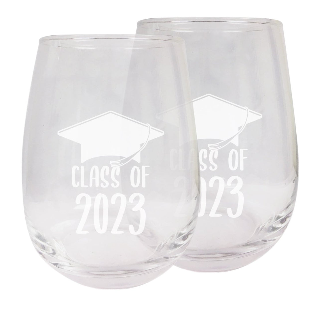 Class of 2023 Grad Senior 15oz Etched Stemless Wine Glass Image 4