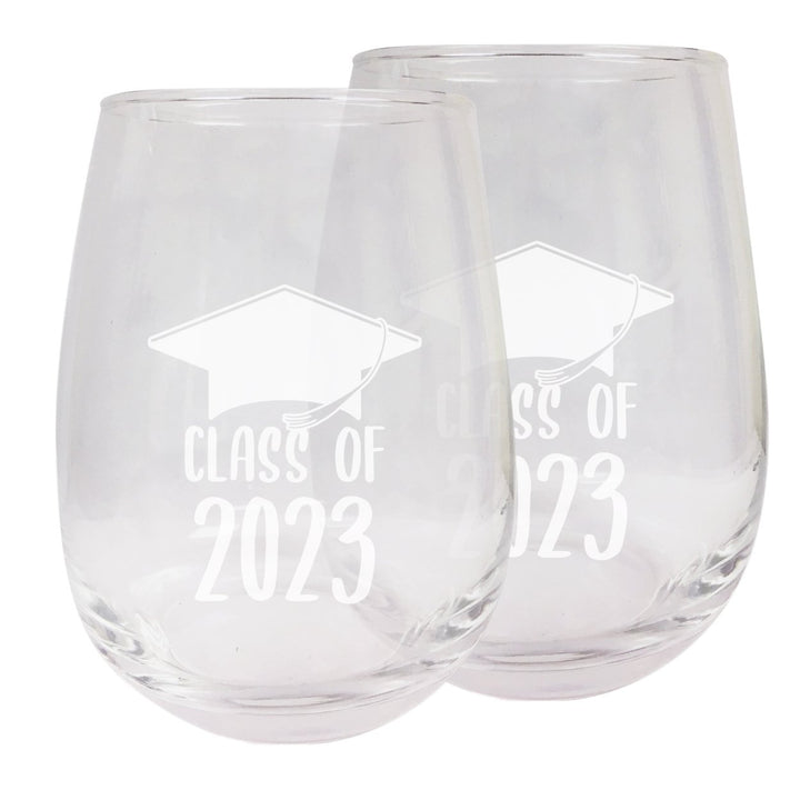 Class of 2023 Grad Senior 15oz Etched Stemless Wine Glass Image 1