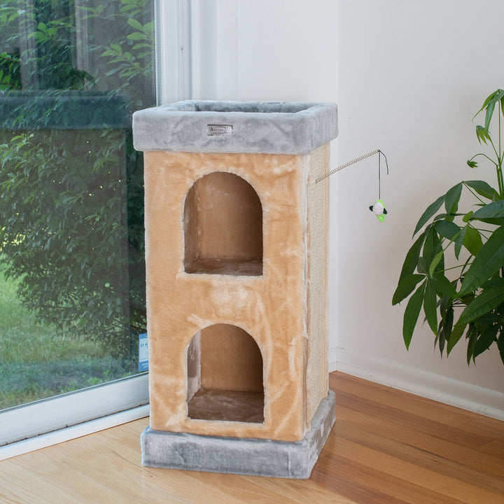 Armarkat X3203 Premium Cat Tree Beige Double Condo JG Approved 32" Height Image 6