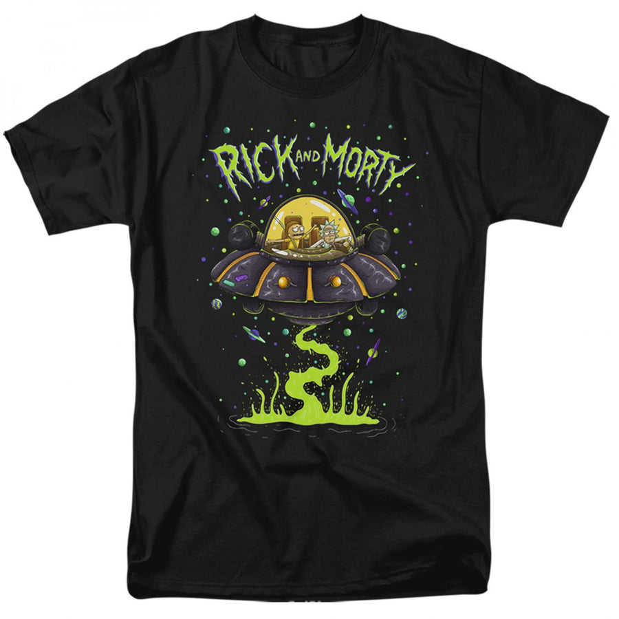 Rick And Morty Space Cruiser Rides T-Shirt Image 1