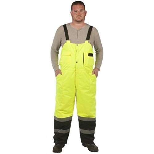 Utility Pro - Lined Bib Overalls - Reflective Safety Wear (Yellow) Lime Green Image 3