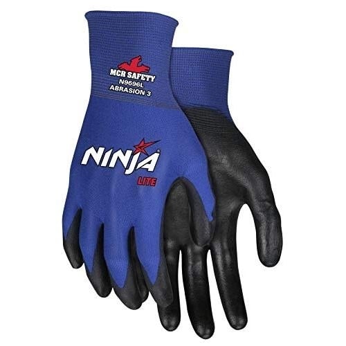 MCR Safety Unisex Ninja Lite Work Gloves Black/Blue -  N9696  blk/bl Image 1