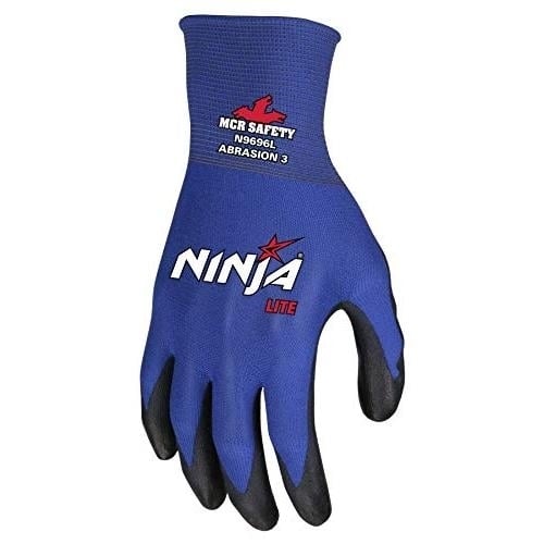 MCR Safety Unisex Ninja Lite Work Gloves Black/Blue -  N9696  blk/bl Image 2