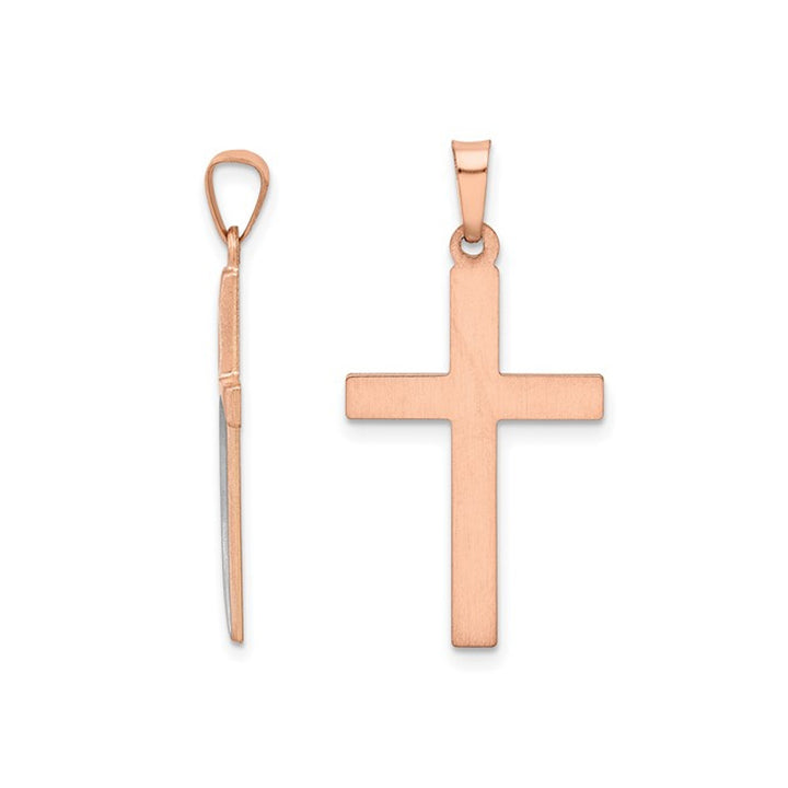 14K Rose Gold Fashion Cross Pendant Necklace with Chain Image 3