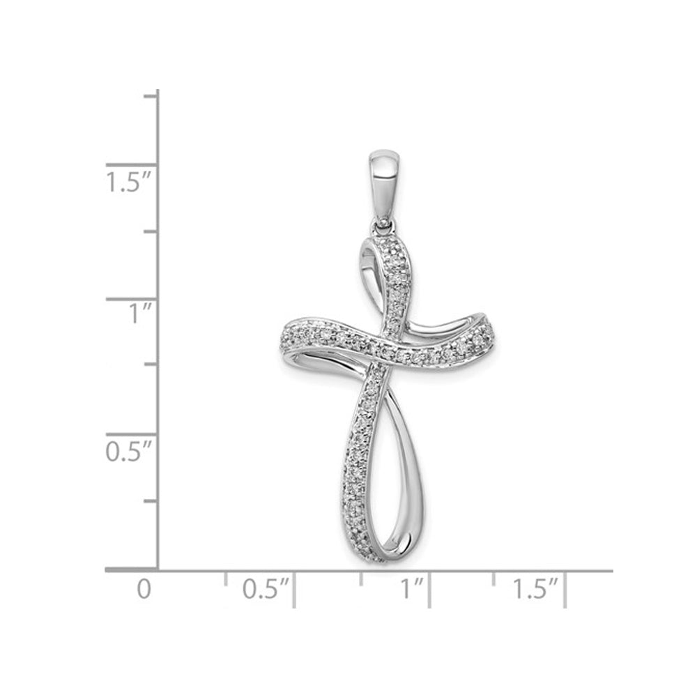 1/5 Carat (ctw) Diamond Cross Pendant Necklace in 14K White Gold with Chain Image 3