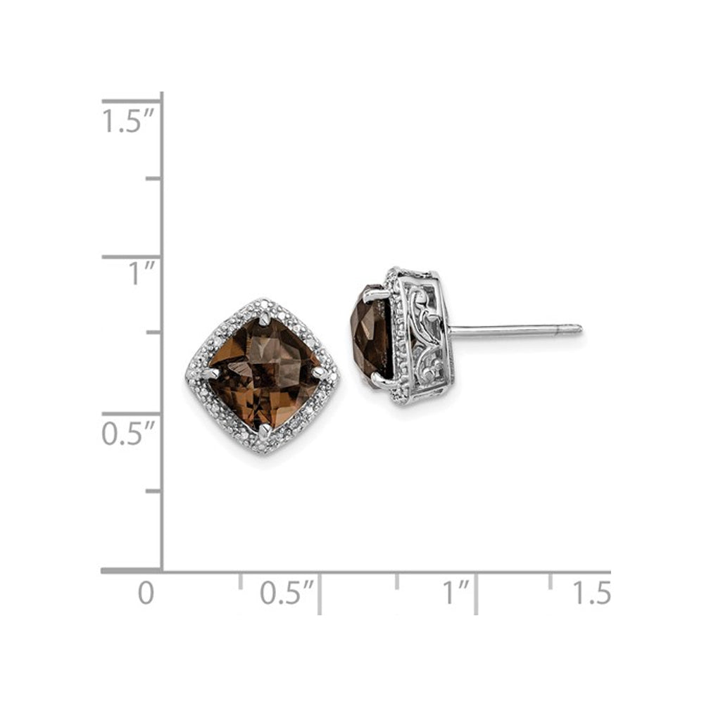 3.96 Carat (ctw) Cushion-Cut Smoky Quartz Earrings in Sterling Silver Image 2