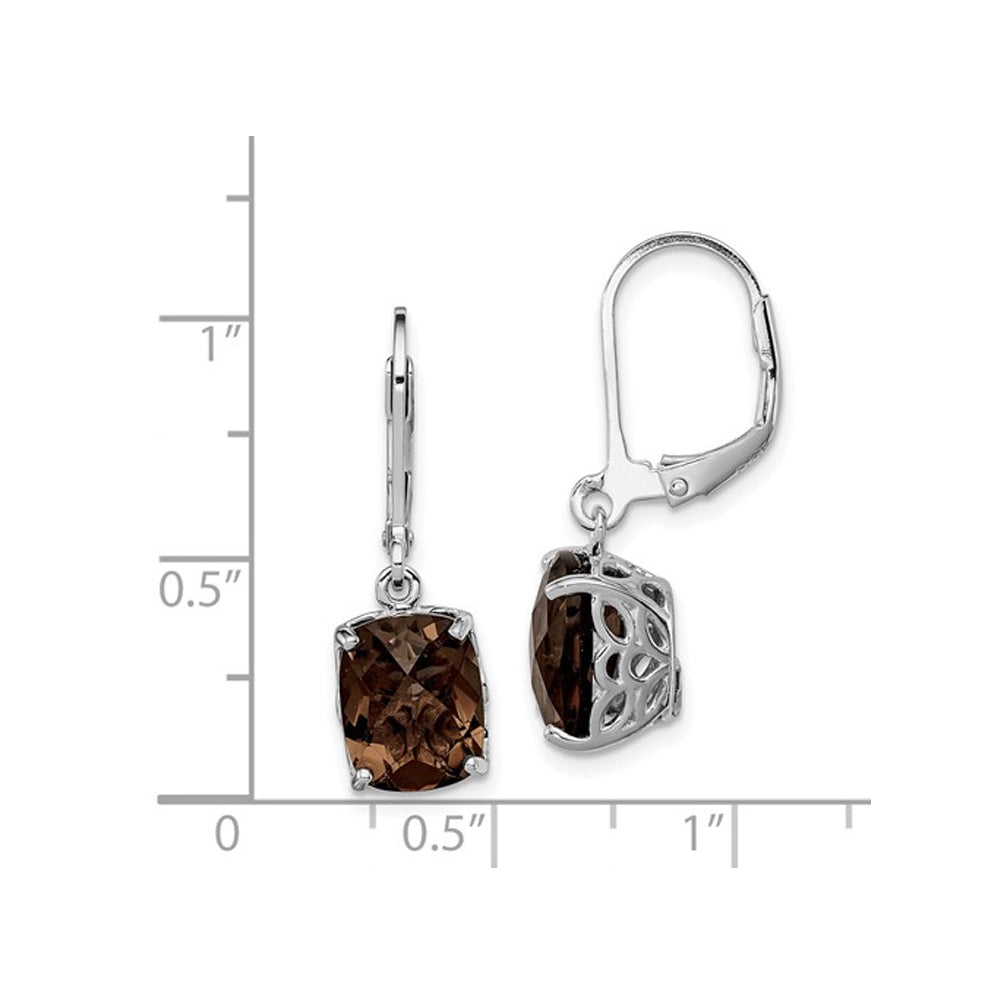 5.04 Carat (ctw) Cushion-Cut Smoky Quartz Dangle Earrings in Sterling Silver Image 4