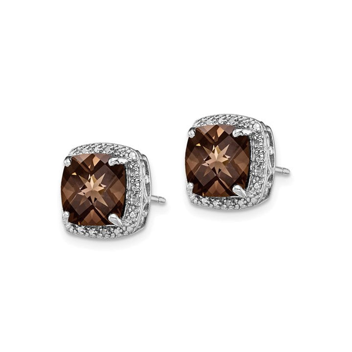 3.96 Carat (ctw) Cushion-Cut Smoky Quartz Earrings in Sterling Silver Image 4