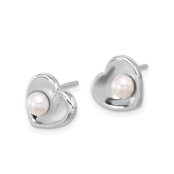 Sterling Silver Freshwater Cultured Heart Pearl Earrings and Pendant Necklace Set Image 3