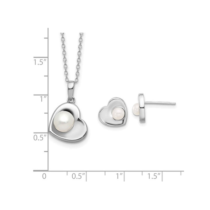 Sterling Silver Freshwater Cultured Heart Pearl Earrings and Pendant Necklace Set Image 4