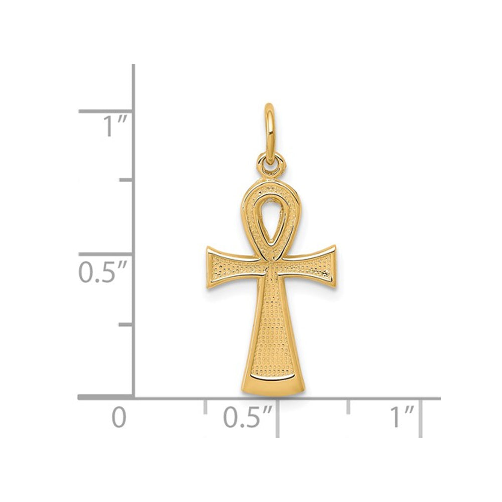 10K Yellow Gold Ankh Egyptian Cross Pendant Necklace with Chain Image 2