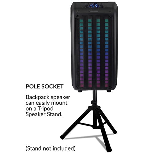 2 x 6.5" Sound Traveler Portable Backpack Speaker w TWS LED Lights (IQ-8265BT) Image 4