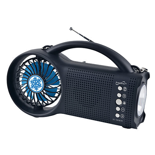 Solar Power Bluetooth Speaker with FM RadioLED Torch Light and Fan (SC-1073ERF) Image 1