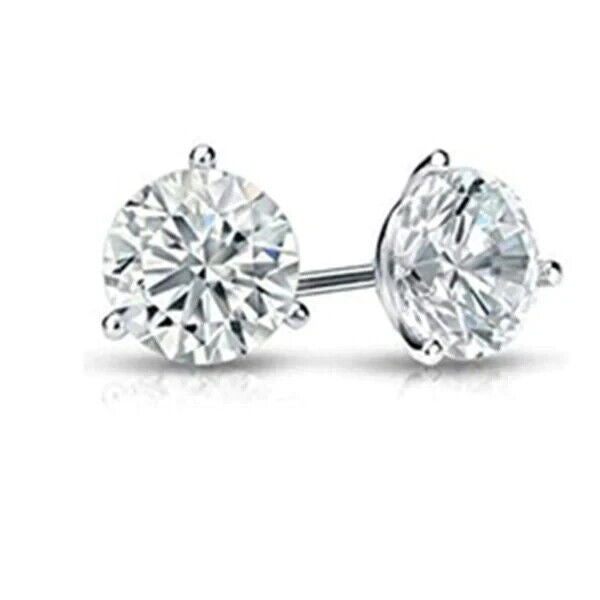 14k White Gold Plated 0.33 Ct Round White Cz Stud Earrings Image 1
