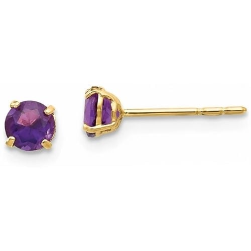 24k Yellow Gold Plated 2 Cttw Created Amethyst CZ Round Stud Earrings Image 1