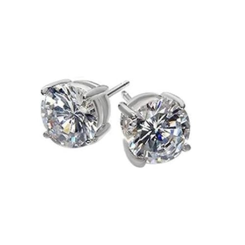 White Gold Plated Round 1.5 Ct CZ Stud Earrings Gift Boxed Fashion Jewelry Image 1