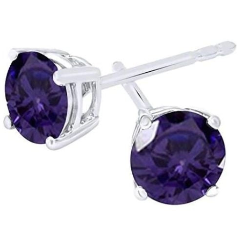 14K White Gold Plated 1 CT Round CZ Stud Earrings Image 1