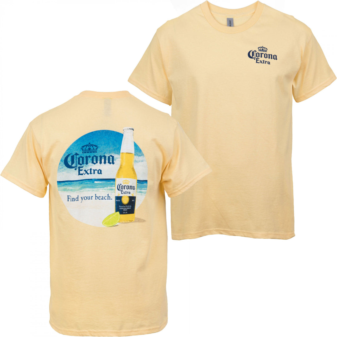 Corona Extra Find Your Beach Men's Yellow Tee Shirt Image 1