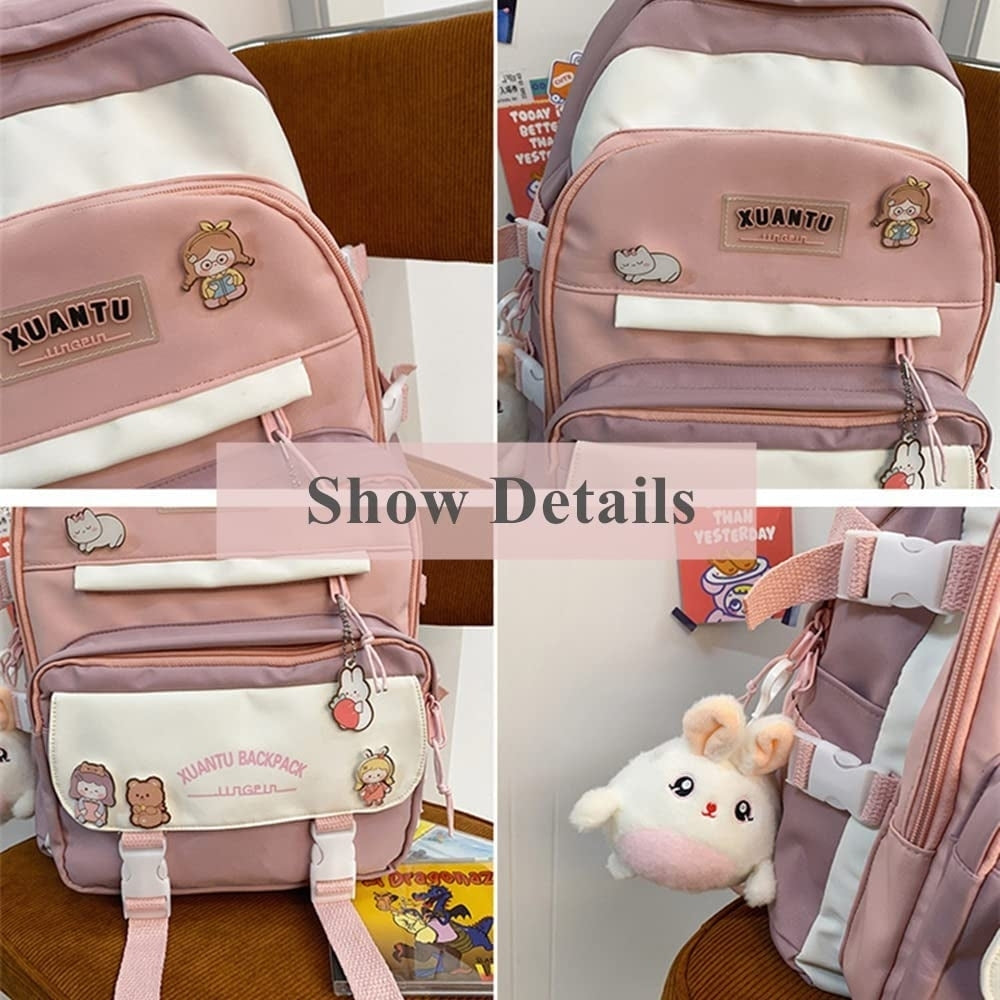 Kawaii Girls Backpack Cute Kids School Bag Large Capacity Casual Daypack Image 3