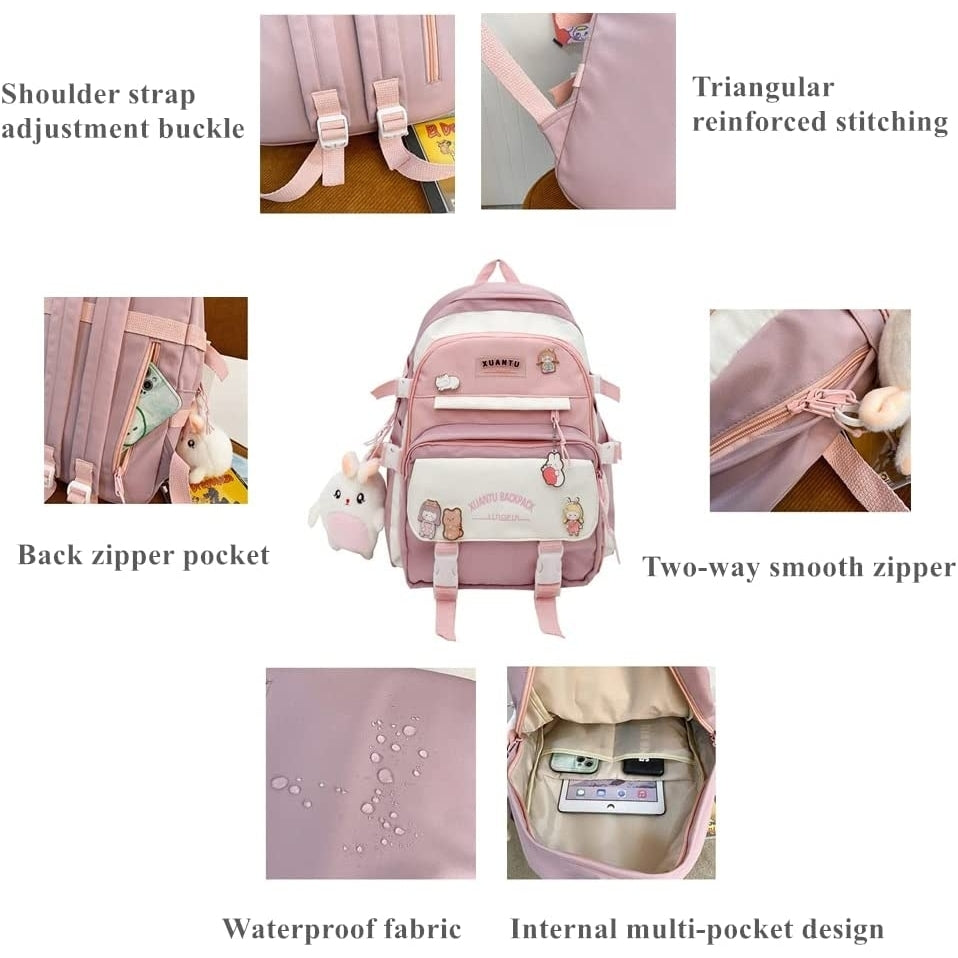 Kawaii Girls Backpack Cute Kids School Bag Large Capacity Casual Daypack Image 4