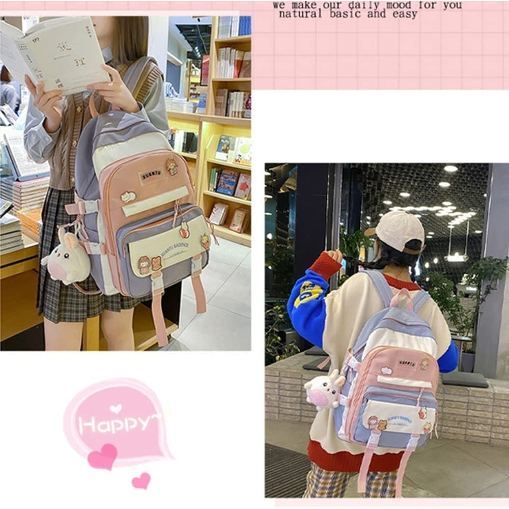 Kawaii Girls Backpack Cute Kids School Bag Large Capacity Casual Daypack Image 6