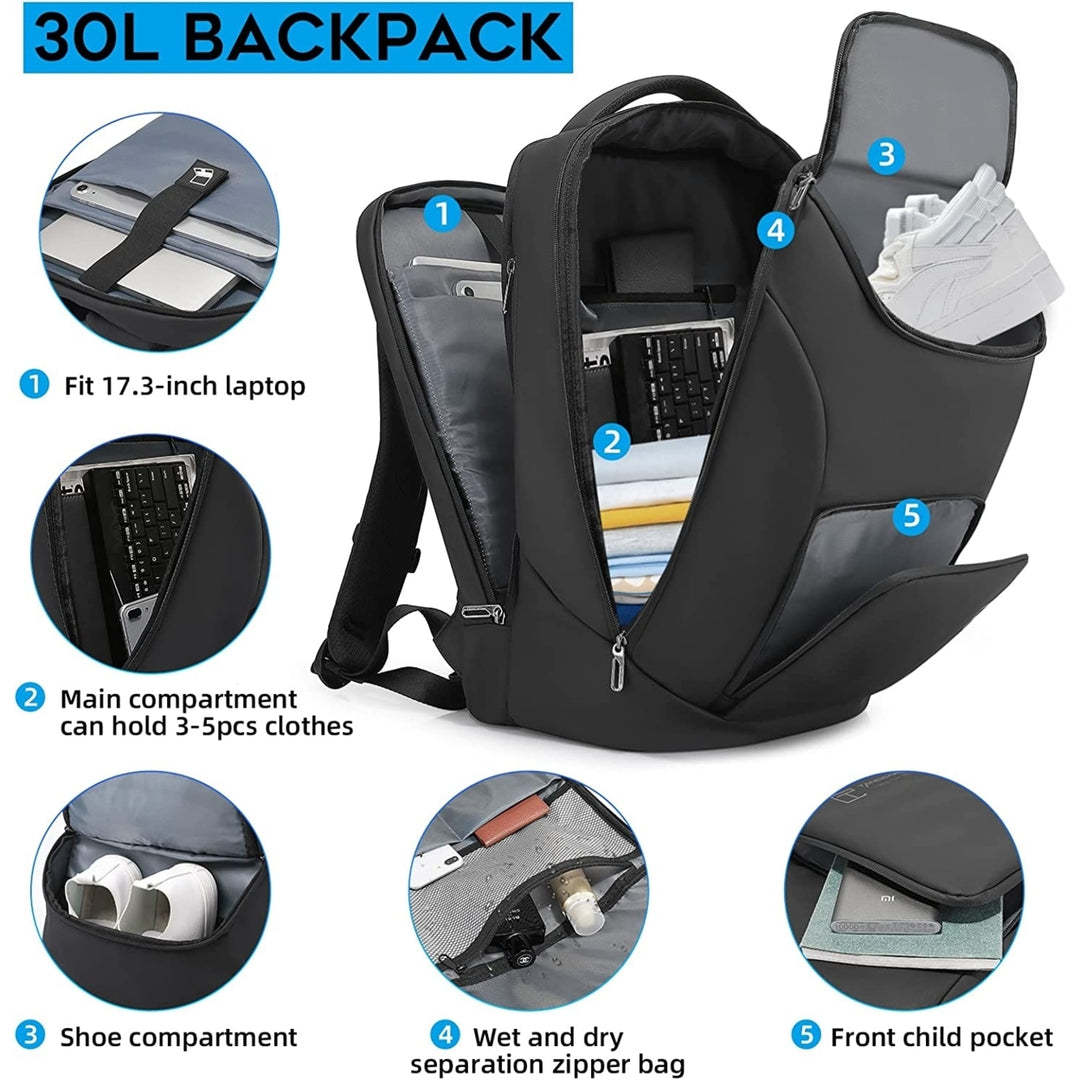 Travel Carry on Backpack 50L Expandable Flight Approved Backpacks 17.3 inch Image 4