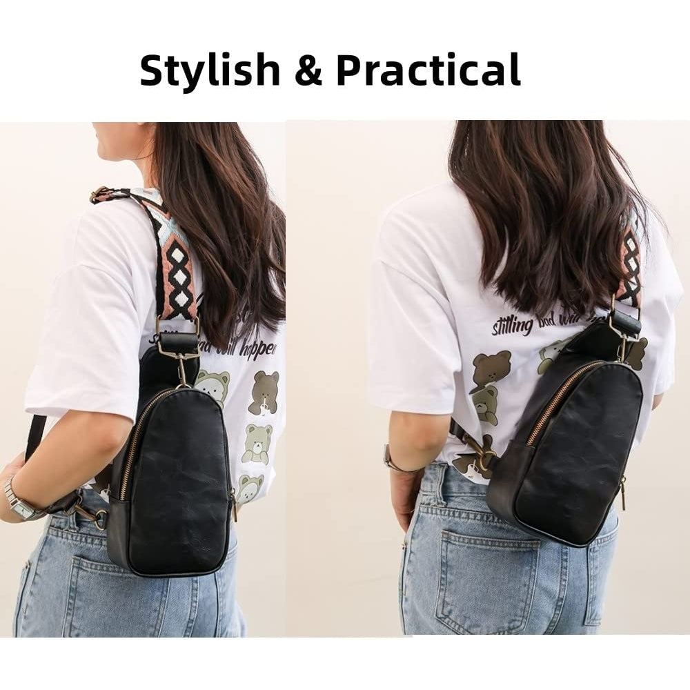 Crossbody Sling Bags with Cards Slots,Fanny Packs for Women Vegan Leather,Small Backpack Image 3