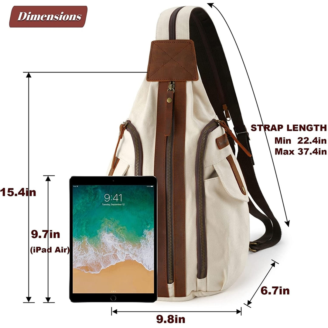 Canvas Sling Bag Small Crossbody Backpack for Women Men Casual Shoulder Daypack Outdoor Rucksack Hiking Travel Image 12
