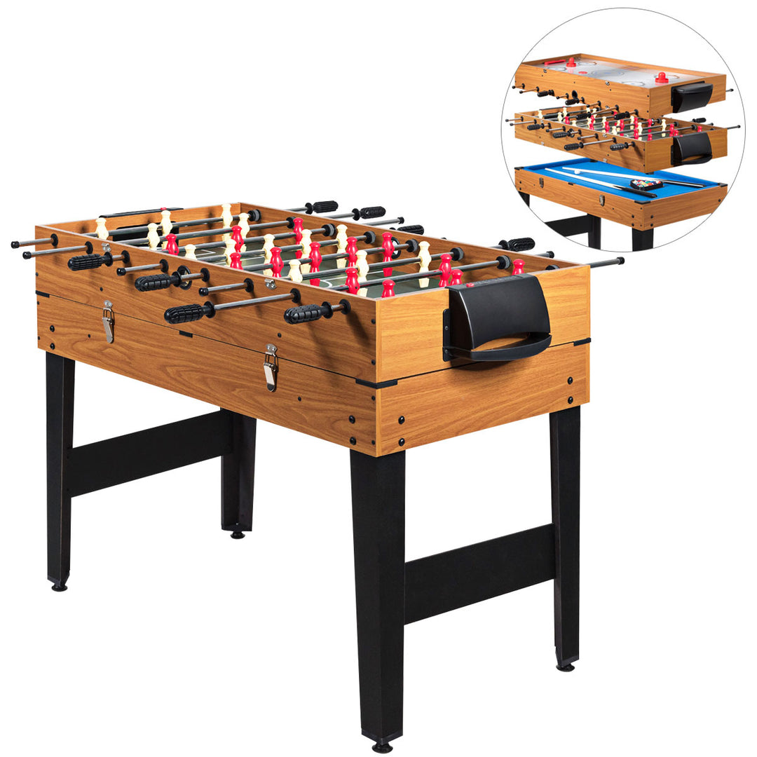 48 3-In-1 Multi Combo Game Table Foosball Soccer Billiards Pool Hockey For Kids Image 1