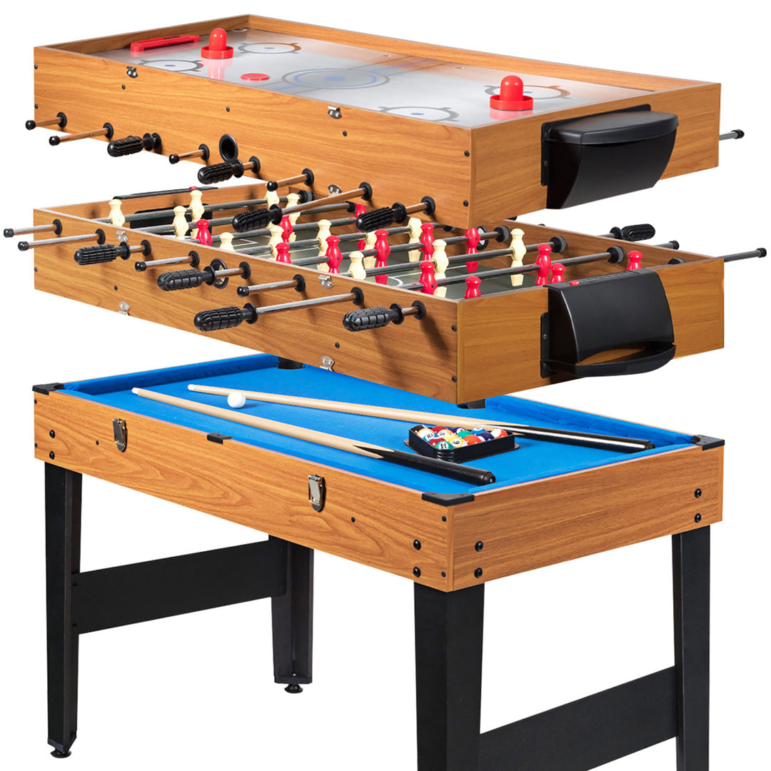 48 3-In-1 Multi Combo Game Table Foosball Soccer Billiards Pool Hockey For Kids Image 10