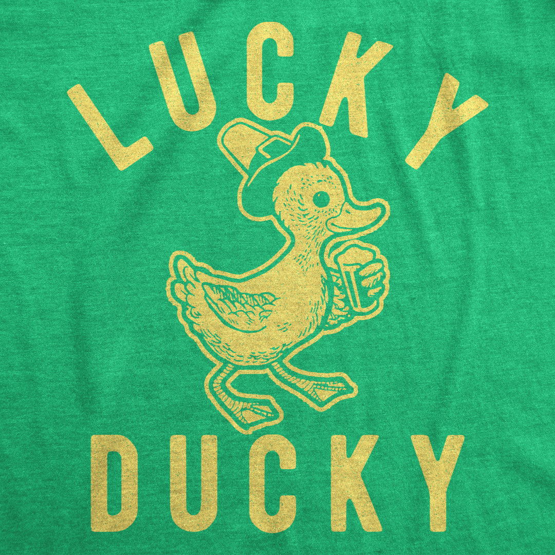 Womens Lucky Ducky Tshirt Funny Cute Vintage Novelty Bird Spring Tee For Ladies Image 2