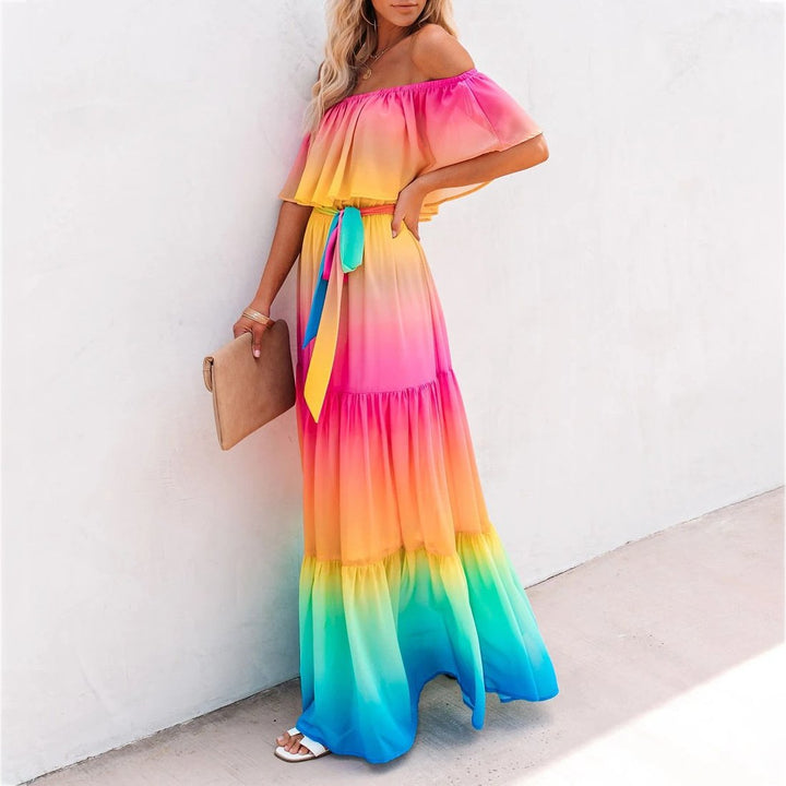 Lace up gradient dress womens maxi dress Image 1