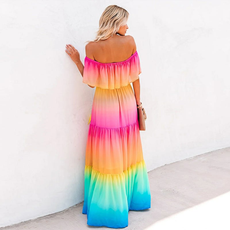 Lace up gradient dress womens maxi dress Image 2