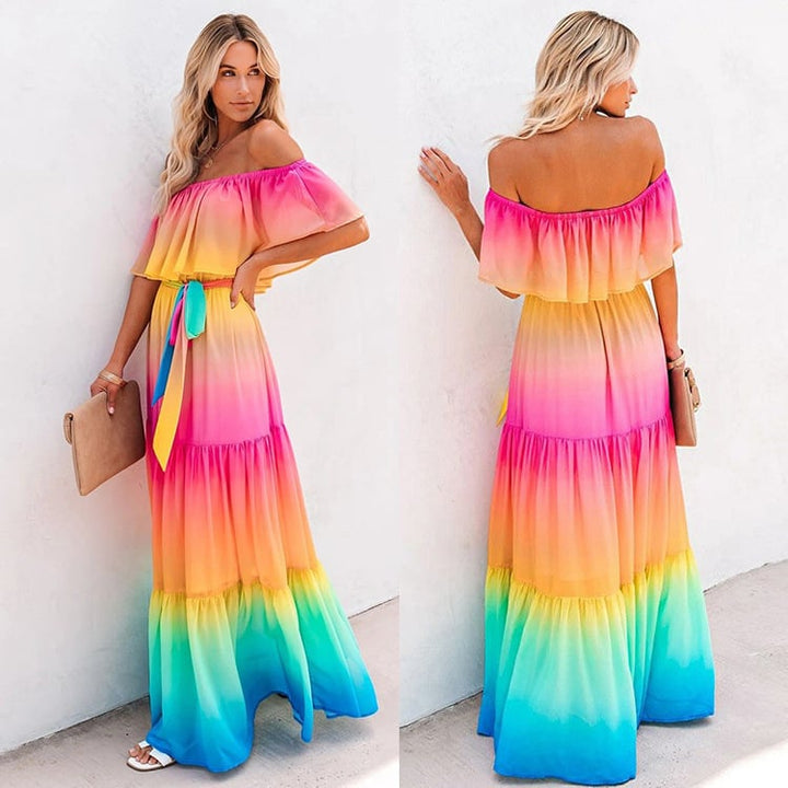 Lace up gradient dress womens maxi dress Image 3